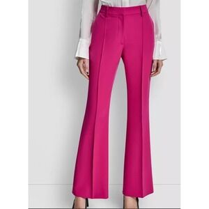 DKNY Barbiecore Pink Pintuck Mid‑Rise Bootcut Flare‑Leg Trouser Pants NWT Sz 2
